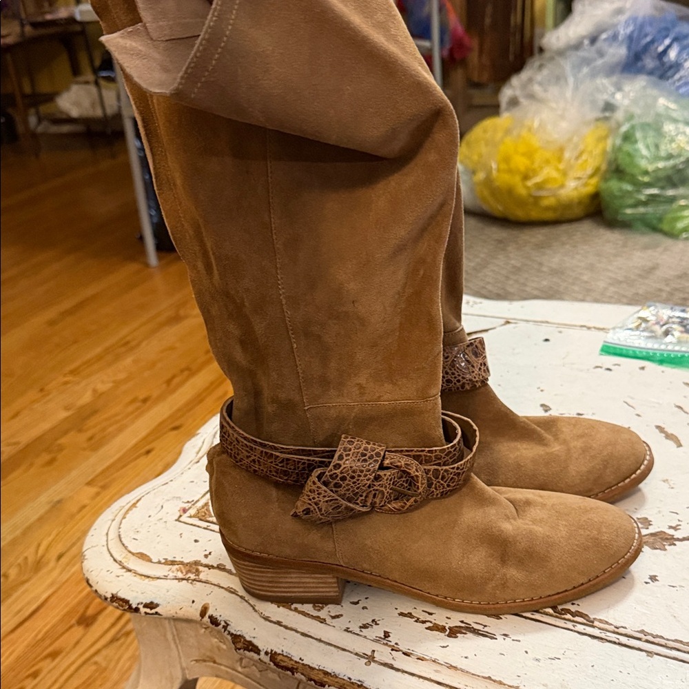 Joe’s Camel Suede Designer Tall Boots